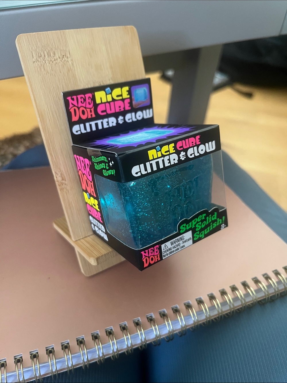 NEEDOH Nice Cube Glitter & Glow Squishy Stress Toy - Blue